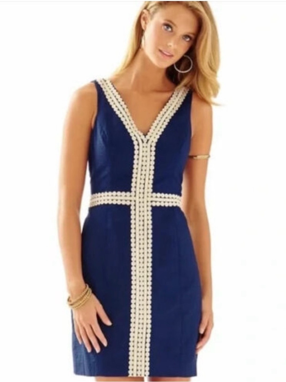 Lilly Pulitzer Navy and Gold Mini Dress Size 6